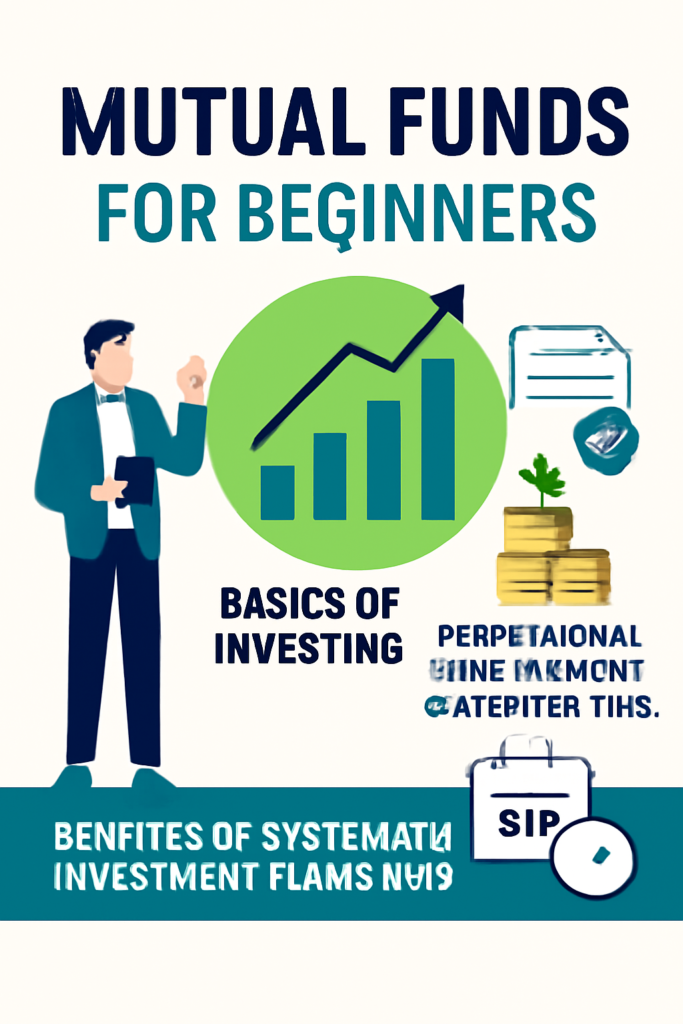 Comprehensive guide to mutual funds for beginners, showing the basics of investing and SIP advantages.